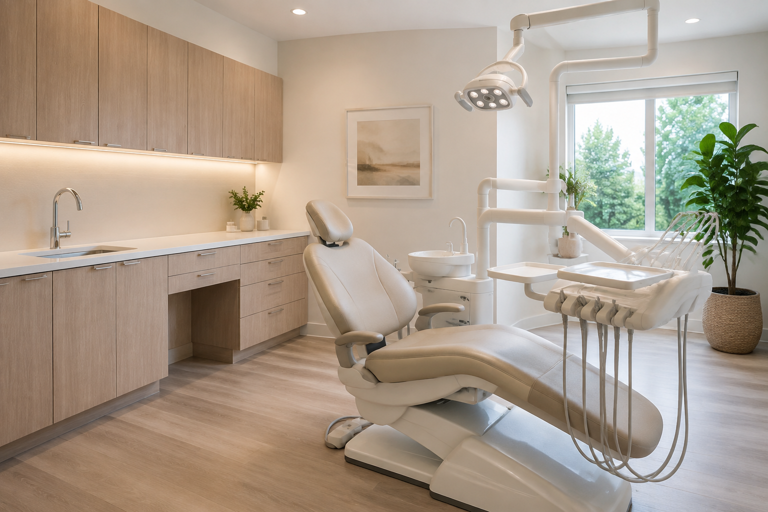 Bright and orderly modern dental treatment room